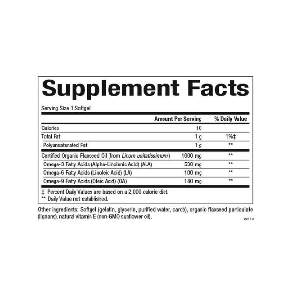 Aceite de Linaza Orgánico 1,000 mg OmegaFactors®  (90 softgels), Natural Factors