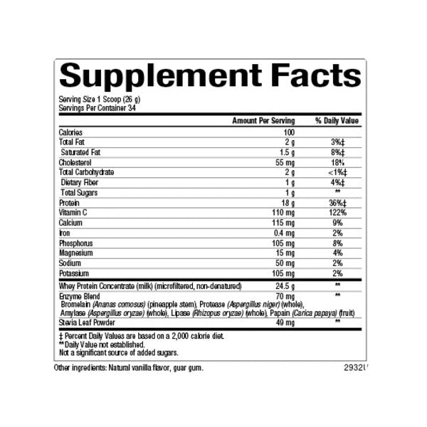 Whey Factors® Proteina de Buey Alimentado con Pasto Sabor Vainilla Francesa (2 lb), Natural Factors