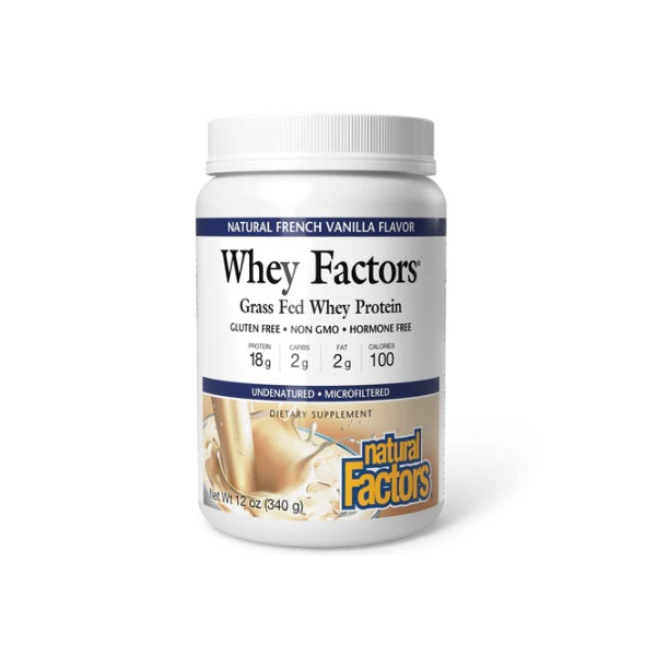 Whey Factors® Proteina de Buey Alimentado con Pasto Sabor Vainilla Francesa (2 lb), Natural Factors