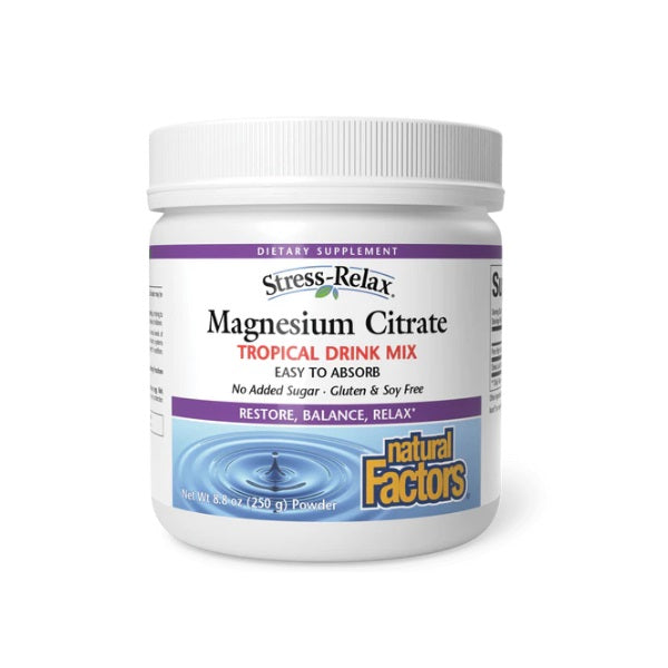 Citrato de Magnesio Sabor Tropical Mix Stress-Relax® (8.8 oz 250 g), Natural Factors