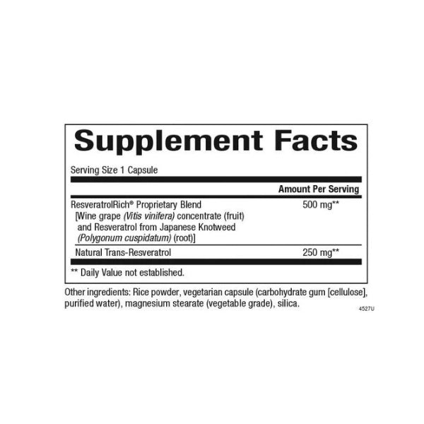 Resveratrol Super Fuerte 500 mg ResveratrolRich® (60 vcap), Natural Factors