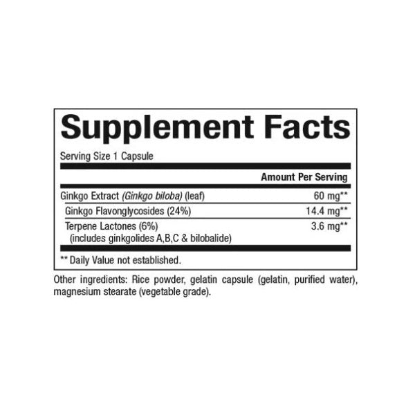 Ginkgo Biloba 60 mg HerbalFactors® (60 caps), Natural Factors
