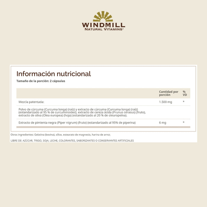 Complejo de Cúrcuma con Pimienta Negra (60 caps), Windmill