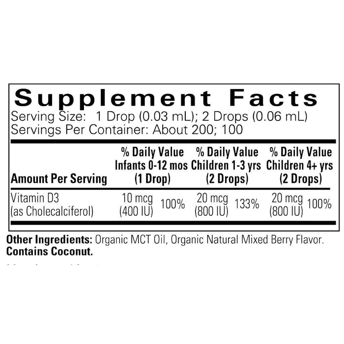 Vitamina D3 Orgánica 400ui para Niños (0.21 fl oz/6.25ml), Child Life