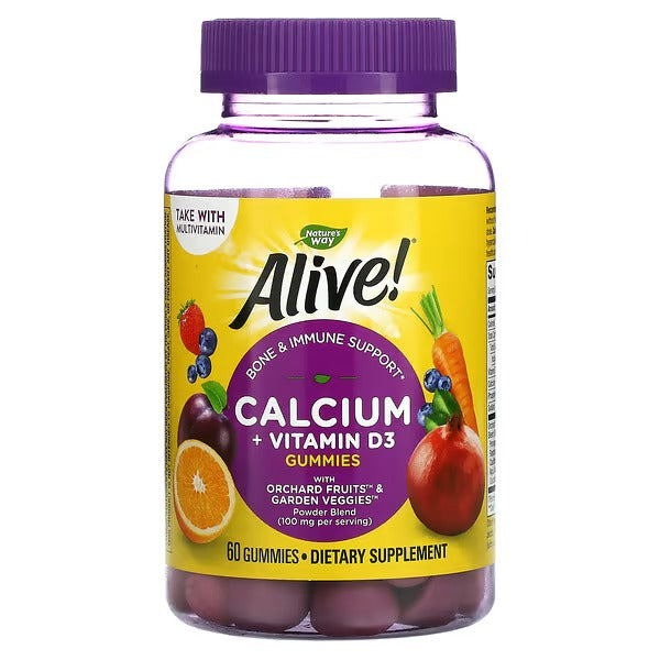Alive!® Calcio + vitamina D3 en Gomitas (60 gomitas), Nature's Way