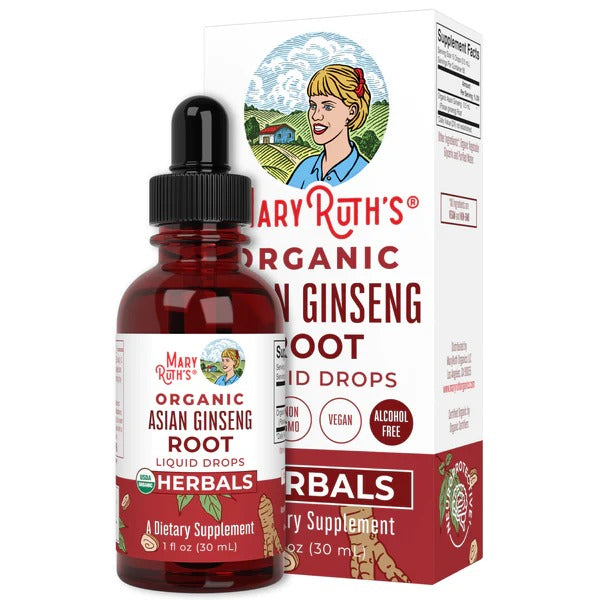 Gotas de Raíz De Ginseng Asiático Orgánico (1 fl oz/30ml), Mary Ruth´s