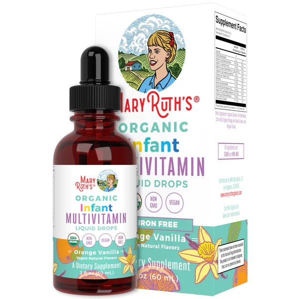 Multivitamínico Organico para Bebes Sabor Naranja Vainilla, Líquido (2 fl oz 60 ml), Mary Ruth’s