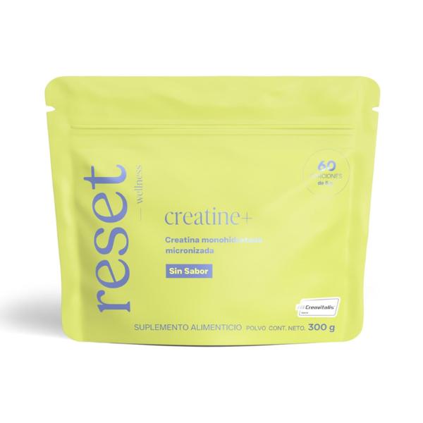 Creatine+ Creatina Monohidratada Micronizada Sin Sabor (300 g, 60 porciones), Reset Wellness