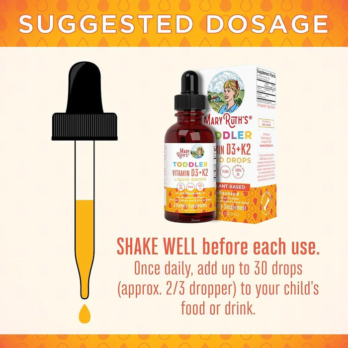 Vitamina D3+K2 para Infantes, Liquido (1 fl oz 30 ml), Mary Ruth's