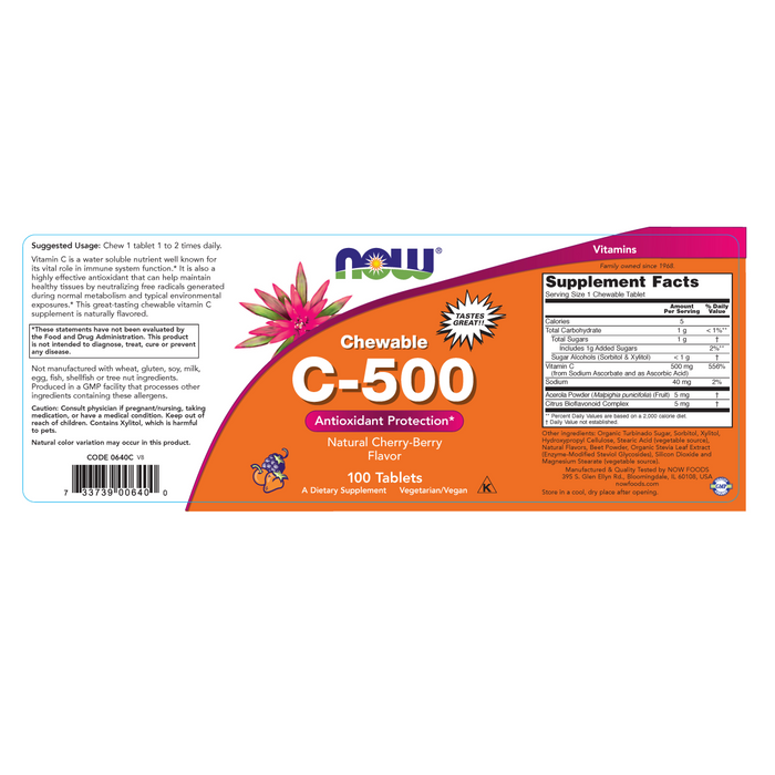 Vitamin C-500 (100 Tablets)/ Vitamin C-500 Cherry Chewable