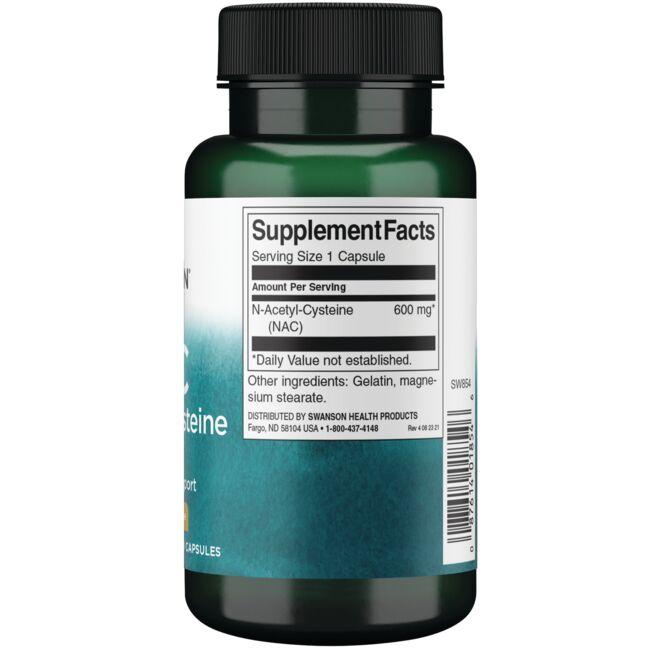 Swanson N-acetylcysteine ​​(NAC) 600mg (100 Caps)/ N-Acetyl Cysteine