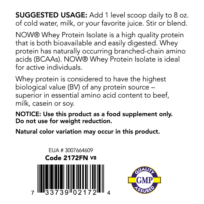 Proteína Aislada de Suero de Leche sin Sabor (1.2 lbs/545gr)