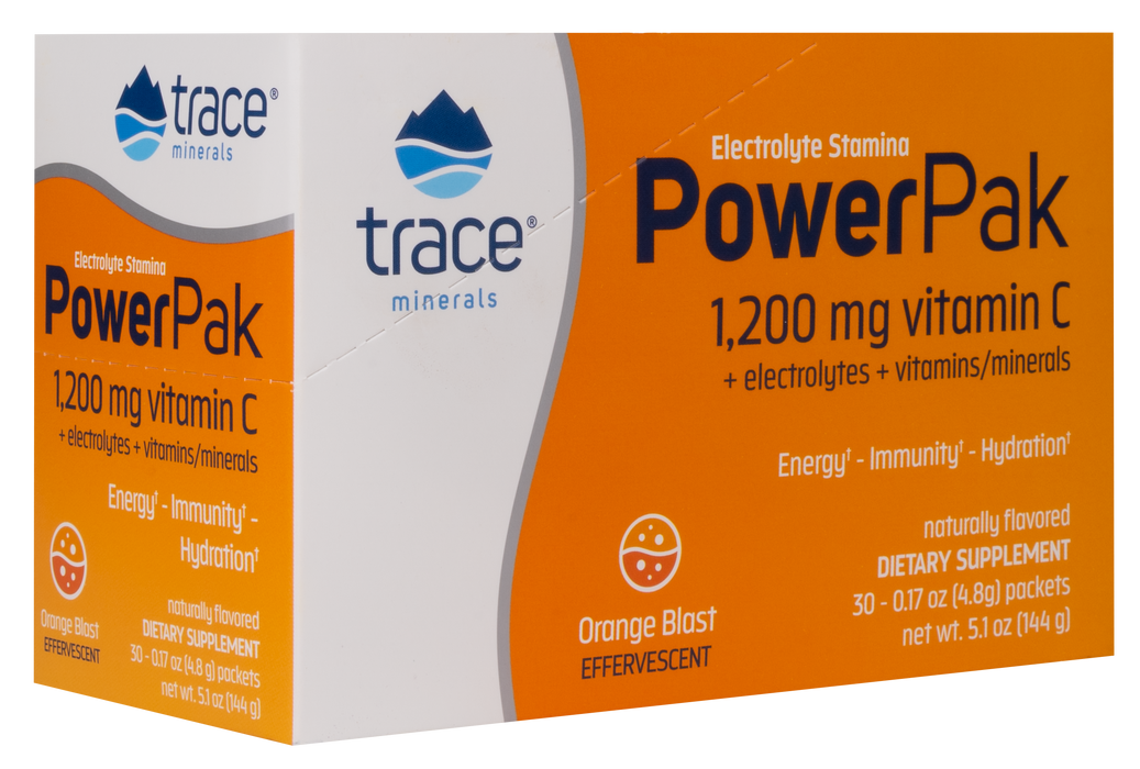 Electrolitos 1200mg Vitamina C- Naranja Explosiva (30 pack de 0.17oz/4.9gr) , Trace Minerals