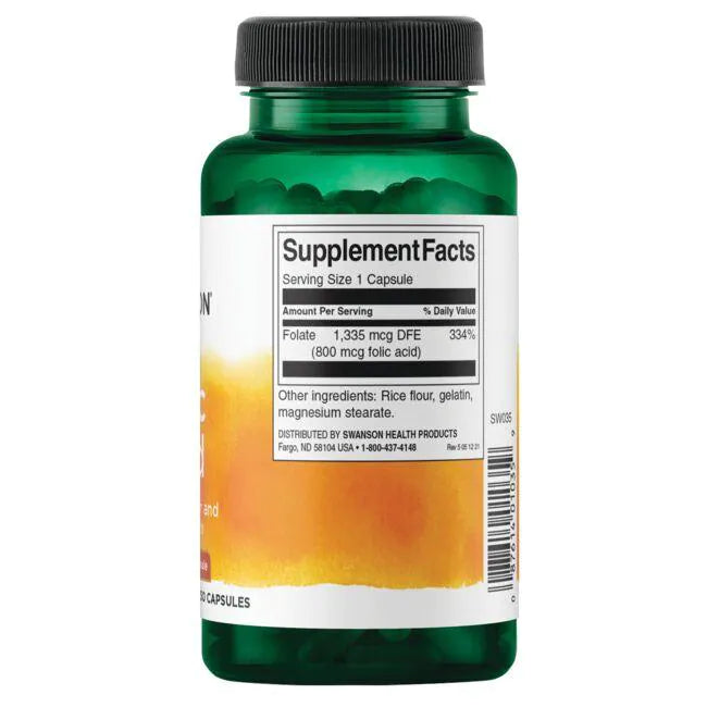 Swanson Premium- Folic Acid 250 caps 800mcg