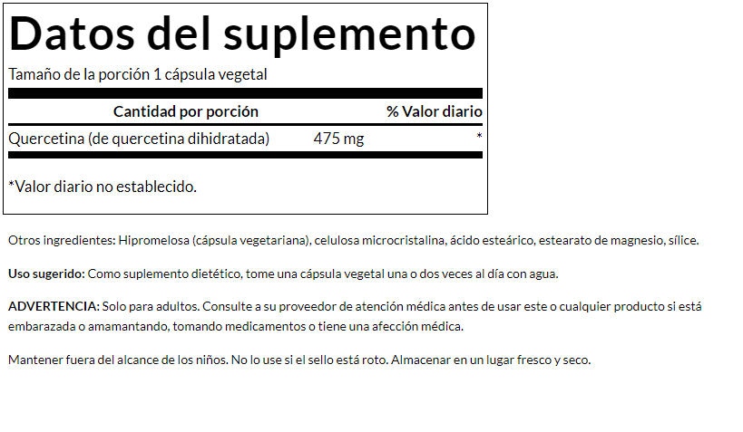 Quercetina-Alta Potencia 475mg (60 veg caps), Swanson