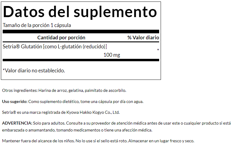 L-Glutatión 100mg (100 caps), Swanson