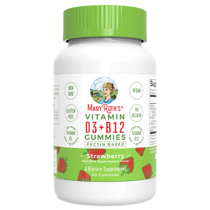 Gummies D3 + B12, Strawberry 60 gummies Mary Ruth